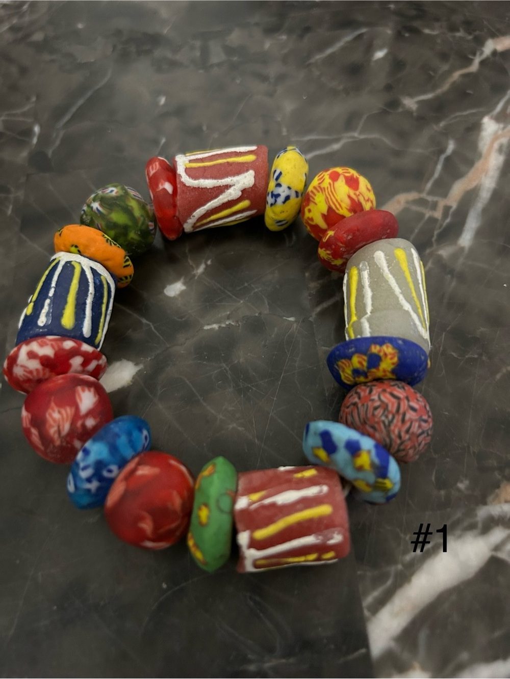 Hand painted/Handmade Krobo beaded bracelets from Ghana (Pick one)